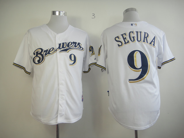 Men Milwaukee Brewers #9 Segura White MLB Jerseys